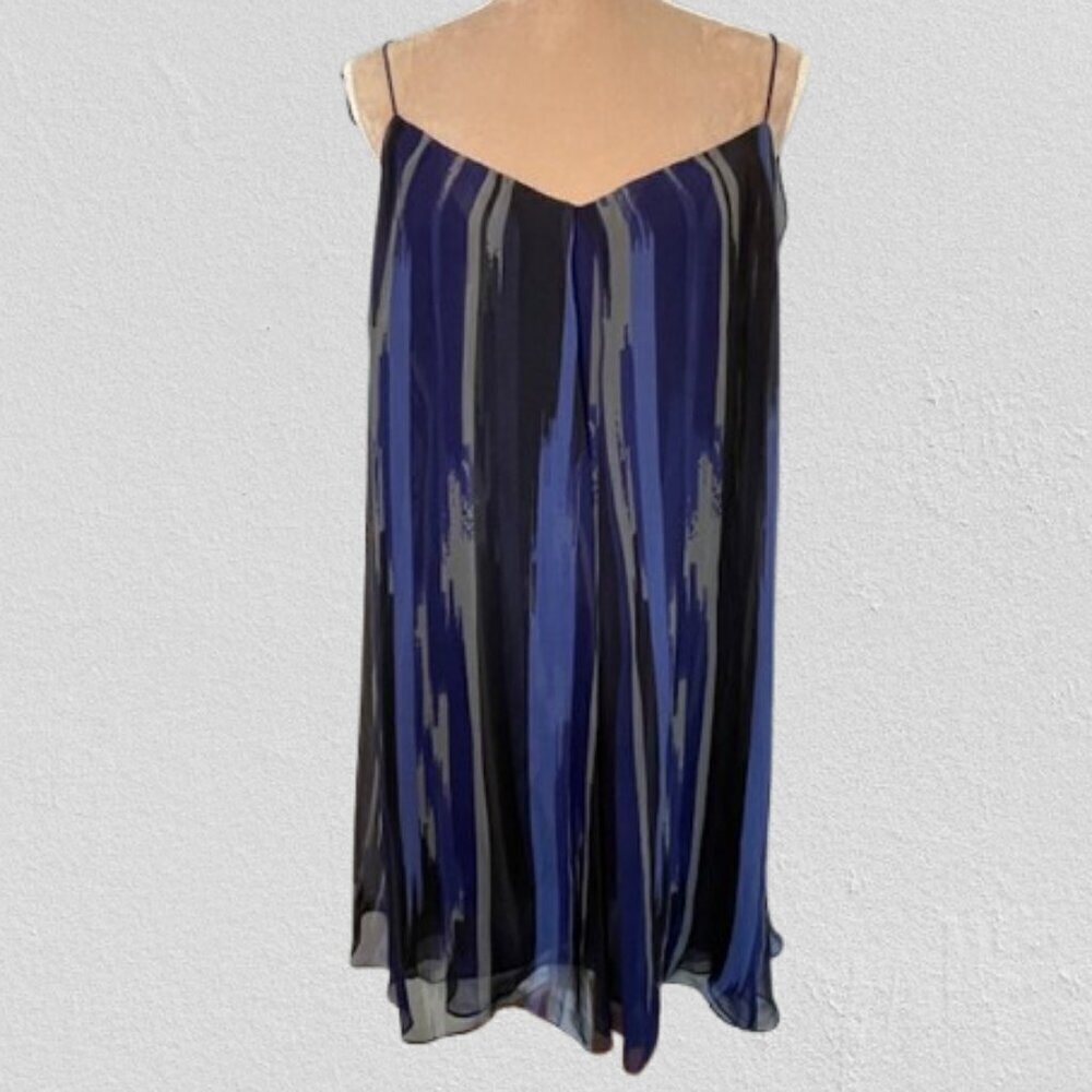Halston Heritage Romantic Flowy Handkerchief 100% Silk Mini Dress Large
